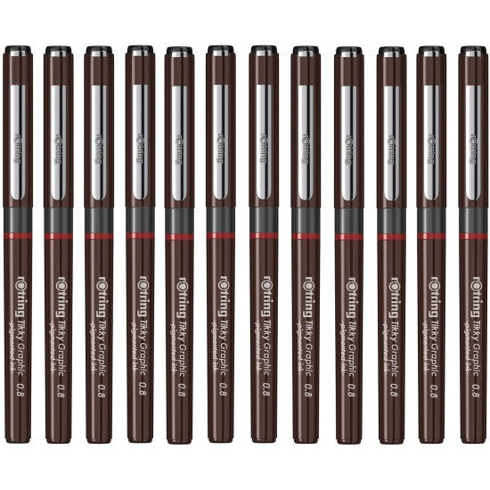 Rotring 0.8mm Line Thickness Tikky Graphic Fineliner with Black Pigmen –  Faces & Places