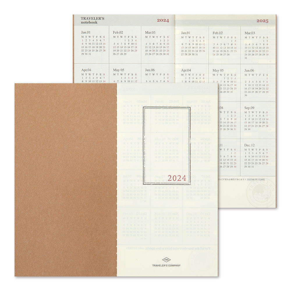 Traveler's Company Notebook Refill 2024 Monthly - A5-