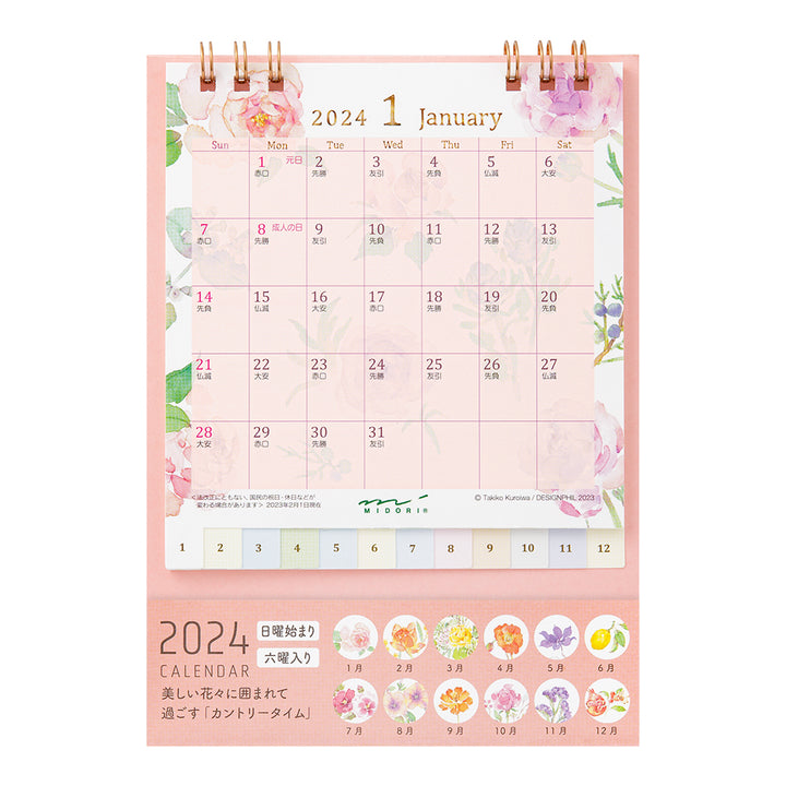 Midori Calendar Ring Country Time Flower 2024 - S