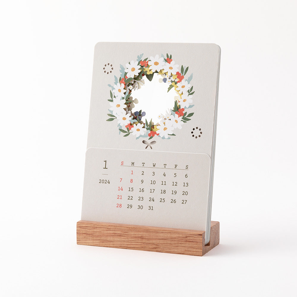 Midori Calendar Laser Processing Flowers 2024