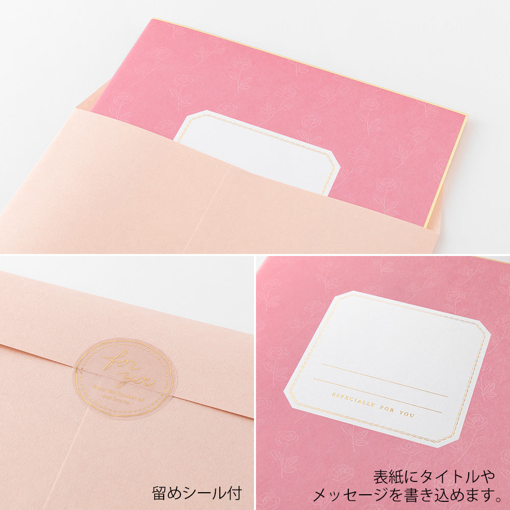 Midori Folded Message Cardboard with Sticker & Envelope - Pink