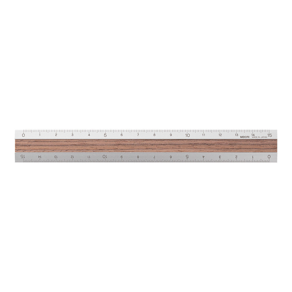 Midori Aluminum Wooden Ruler 15 cm