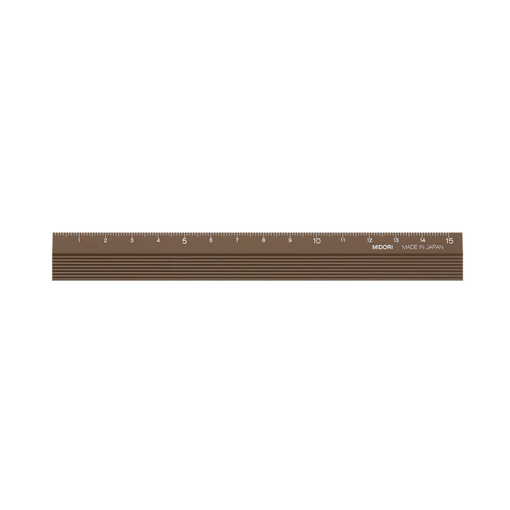 Midori Aluminum Ruler 15 cm - Brown