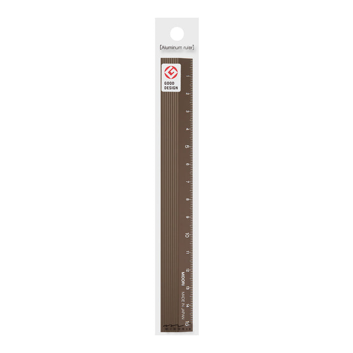Midori Aluminum Ruler 15 cm - Brown