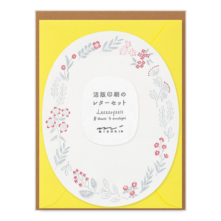 Midori Letter Set 489 Letterpress Die-cut - Wreath Red