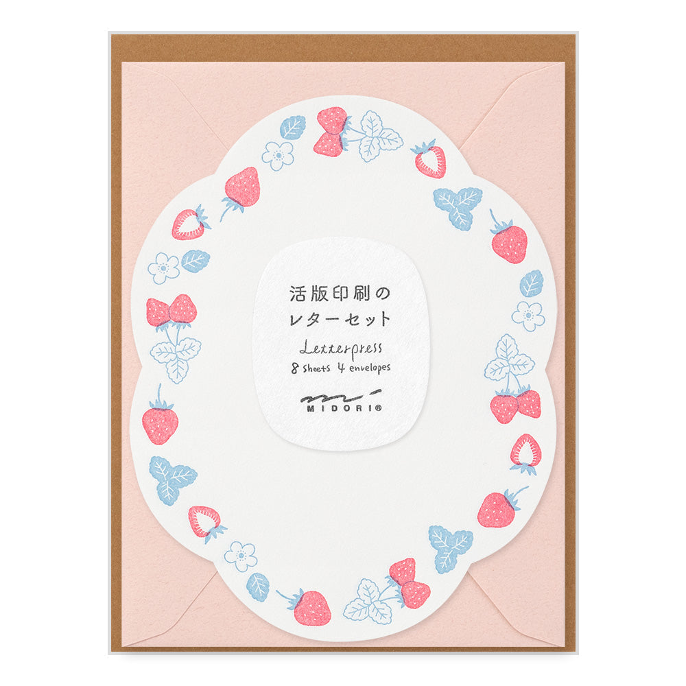 Midori Letter Set 491 Letterpress Die-cut - Strawberry