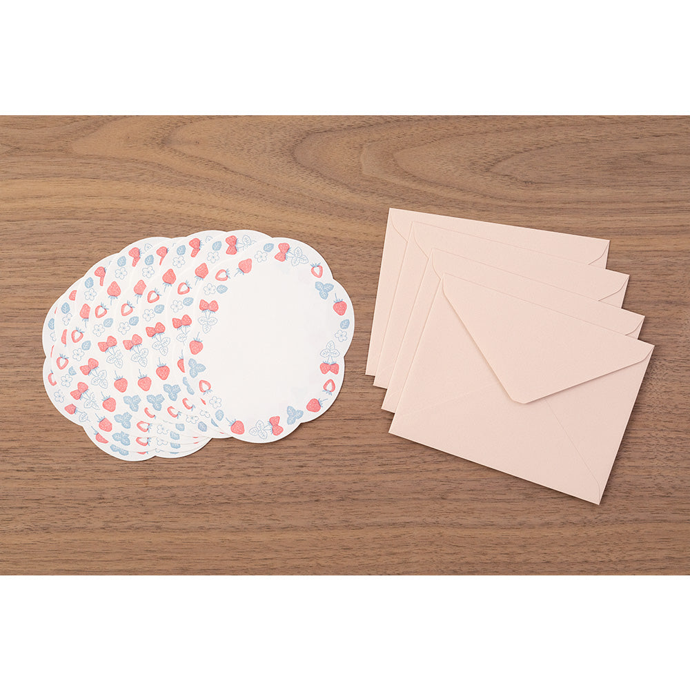 Midori Letter Set 491 Letterpress Die-cut - Strawberry