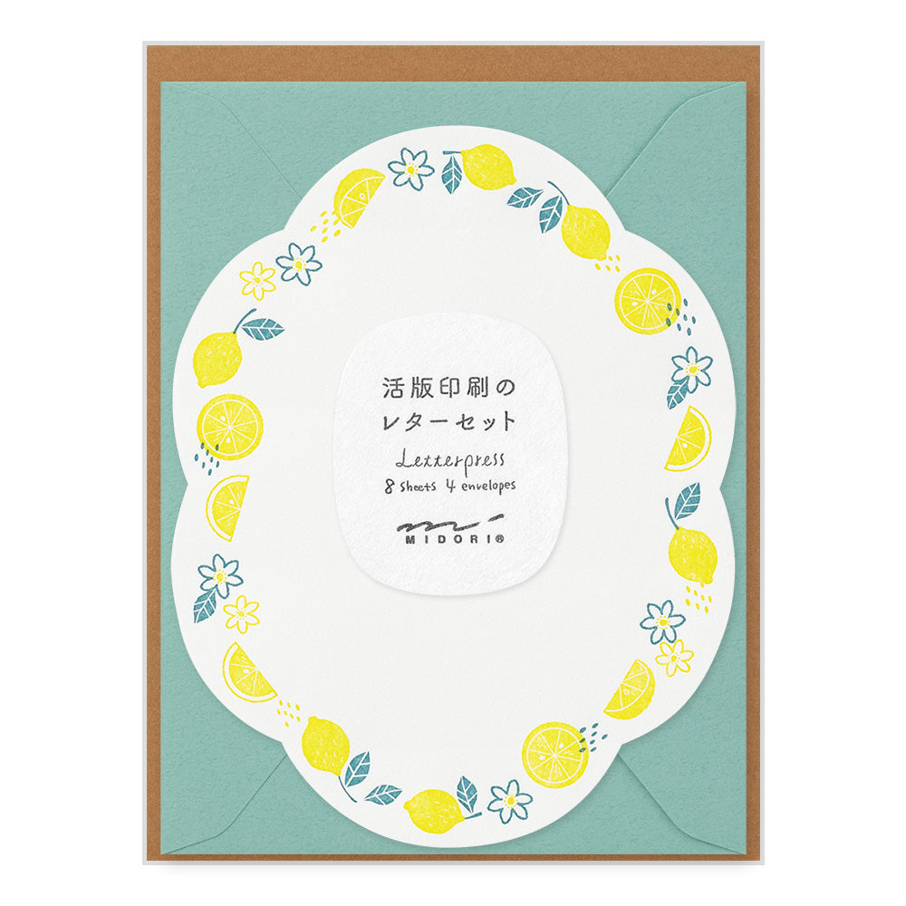 Midori Letter Set 492 Letterpress Die-cut - Lemon