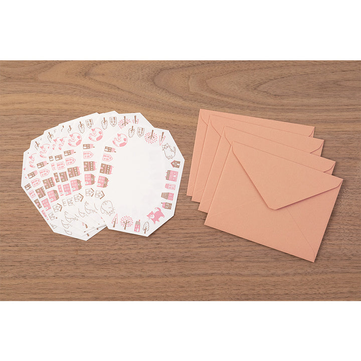 Midori Letter Set 493 Letterpress Die-cut - Cat