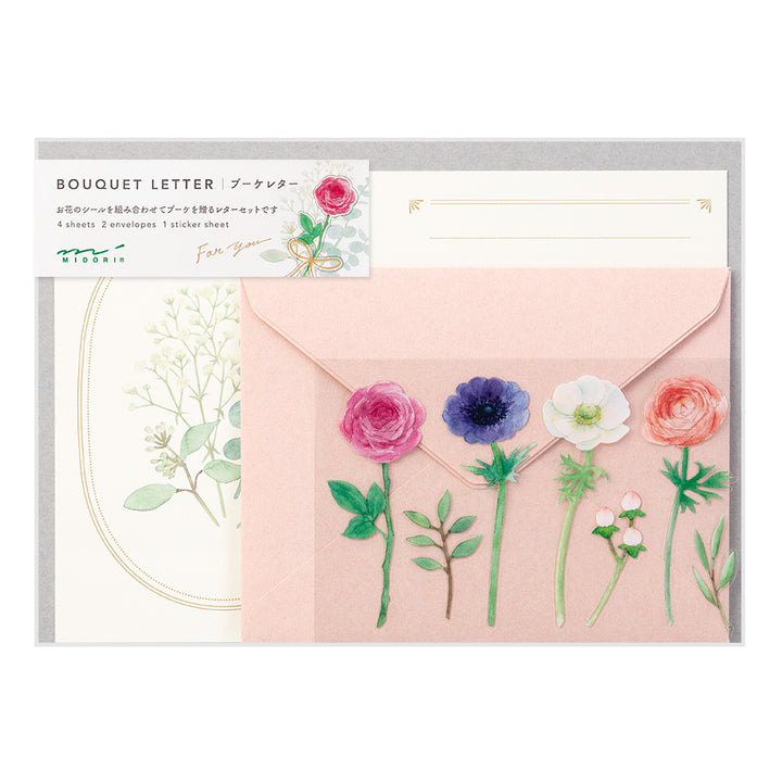 Midori Letter Set 495 Bouquet - Pink