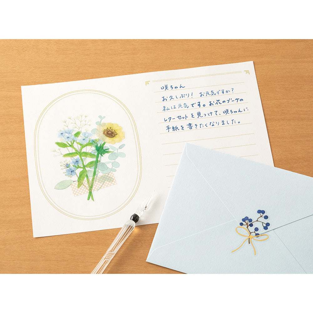 Midori Letter Set 498 Bouquet - Blue