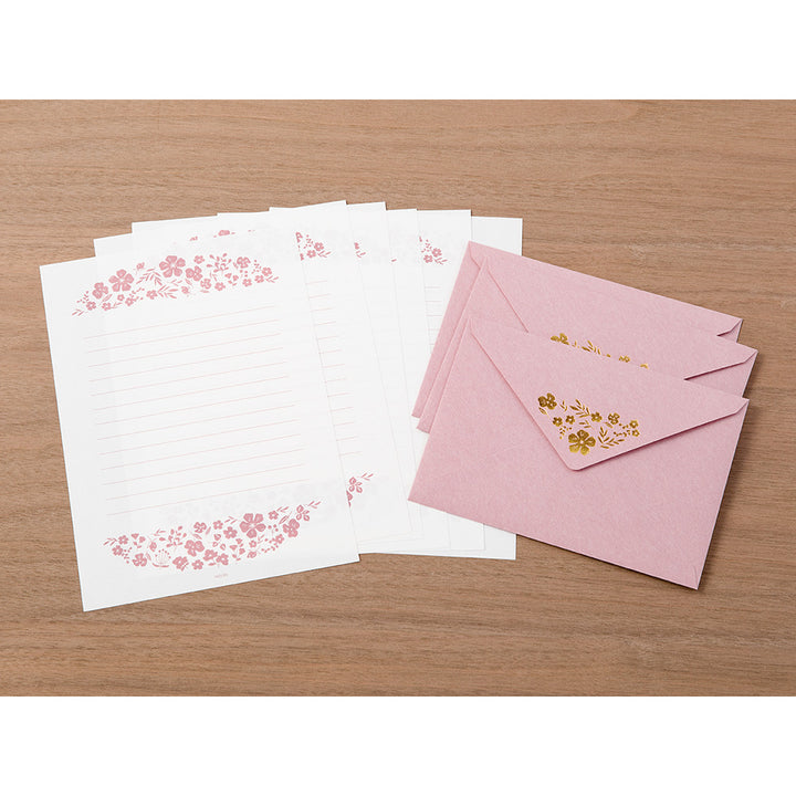 Midori Letter Set 506 Foil Stamped Envelopes - Flowers