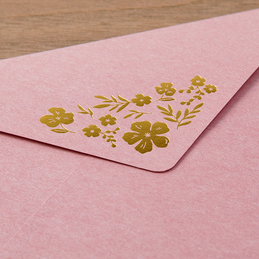 Midori Letter Set 506 Foil Stamped Envelopes - Flowers