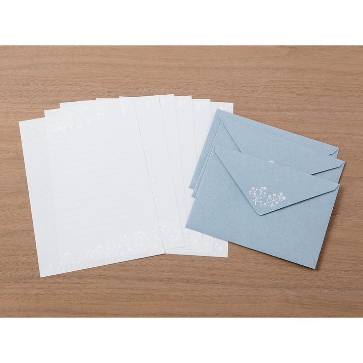 Midori Letter Set 508 Foil Stamped Envelopes - Gypsophila / Baby's Breath