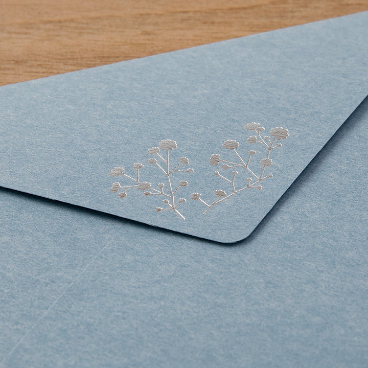 Midori Letter Set 508 Foil Stamped Envelopes - Gypsophila / Baby's Breath