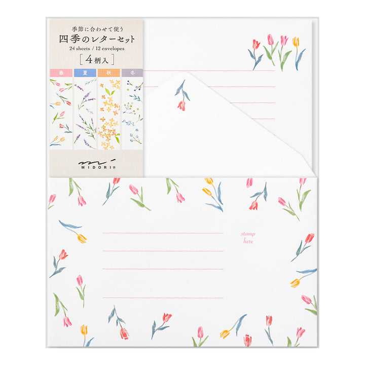 Midori Letter Set 510 Four Seasons - Seasonal Flowers