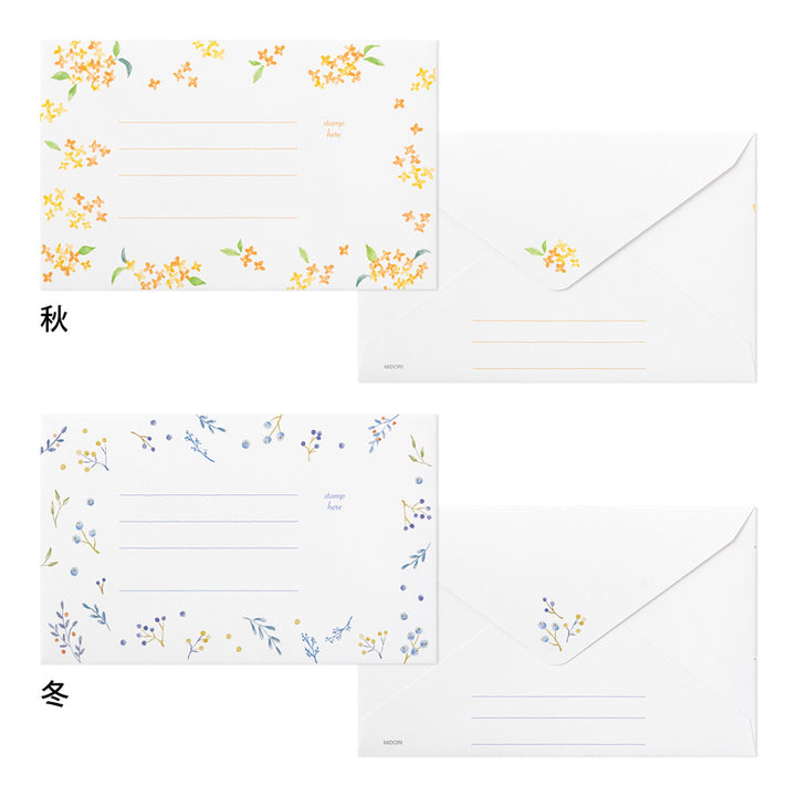 Midori Letter Set 510 Four Seasons - Seasonal Flowers