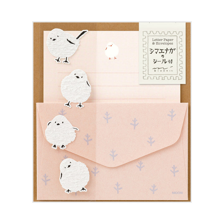 Midori Mini Letter Set 513 with stickers - Long Tailed Bird A