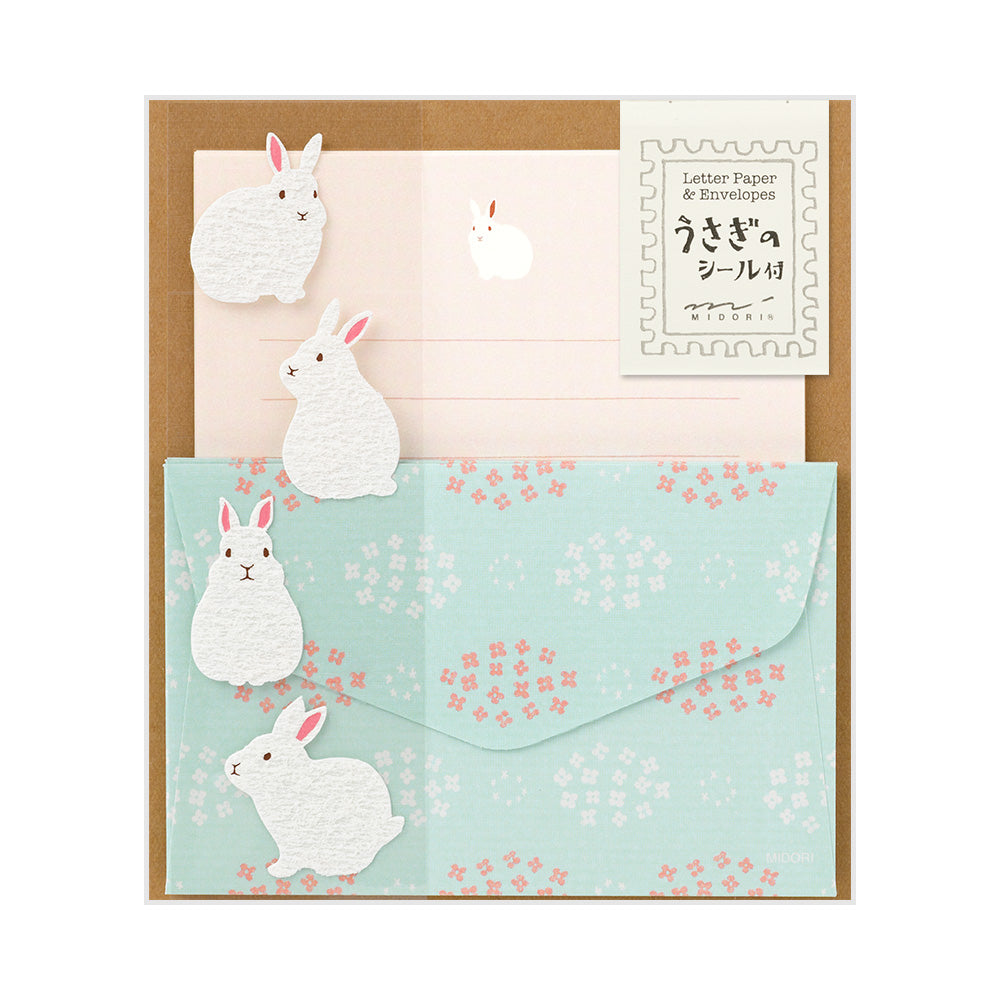 Midori Mini Letter Set 514 with stickers - Rabbit A