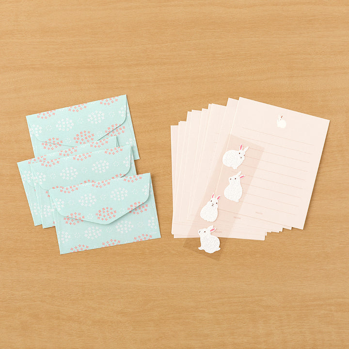 Midori Mini Letter Set 514 with stickers - Rabbit A