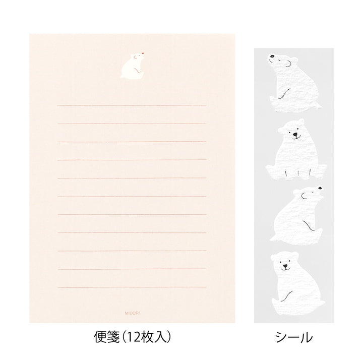 Midori Letter Set 640 with stickers - Polar Bear A