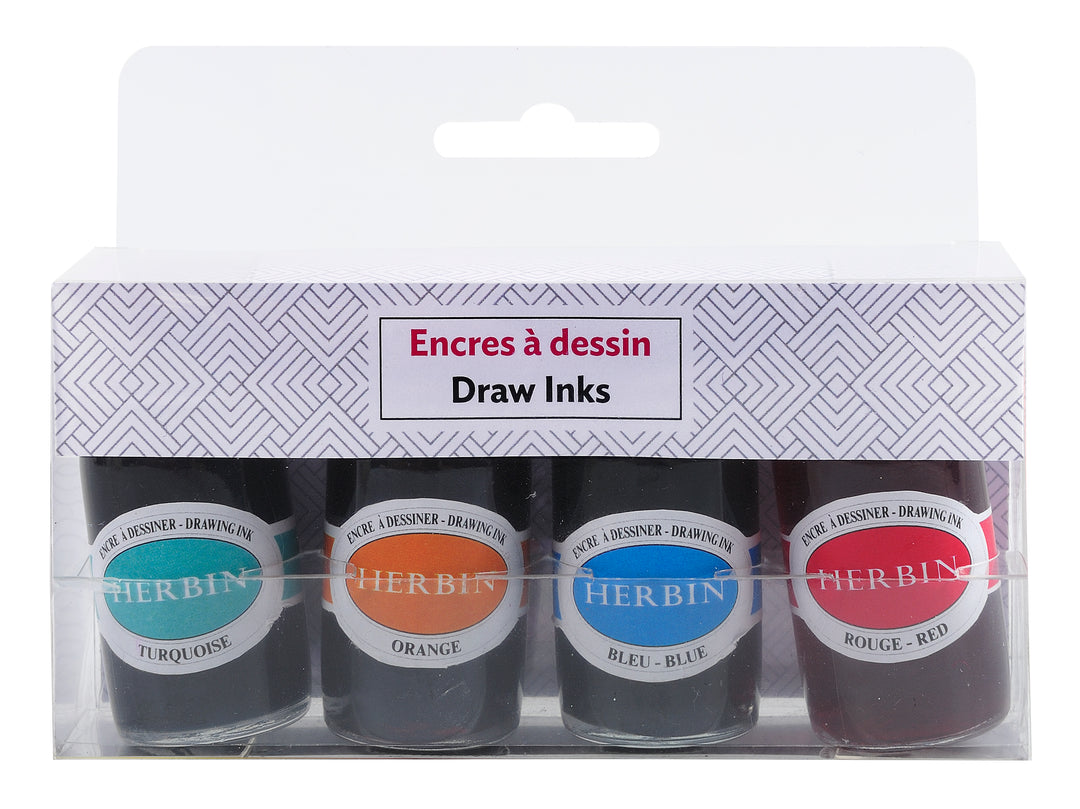Herbin Set of 4 x 15ml Drawing Ink Bottles