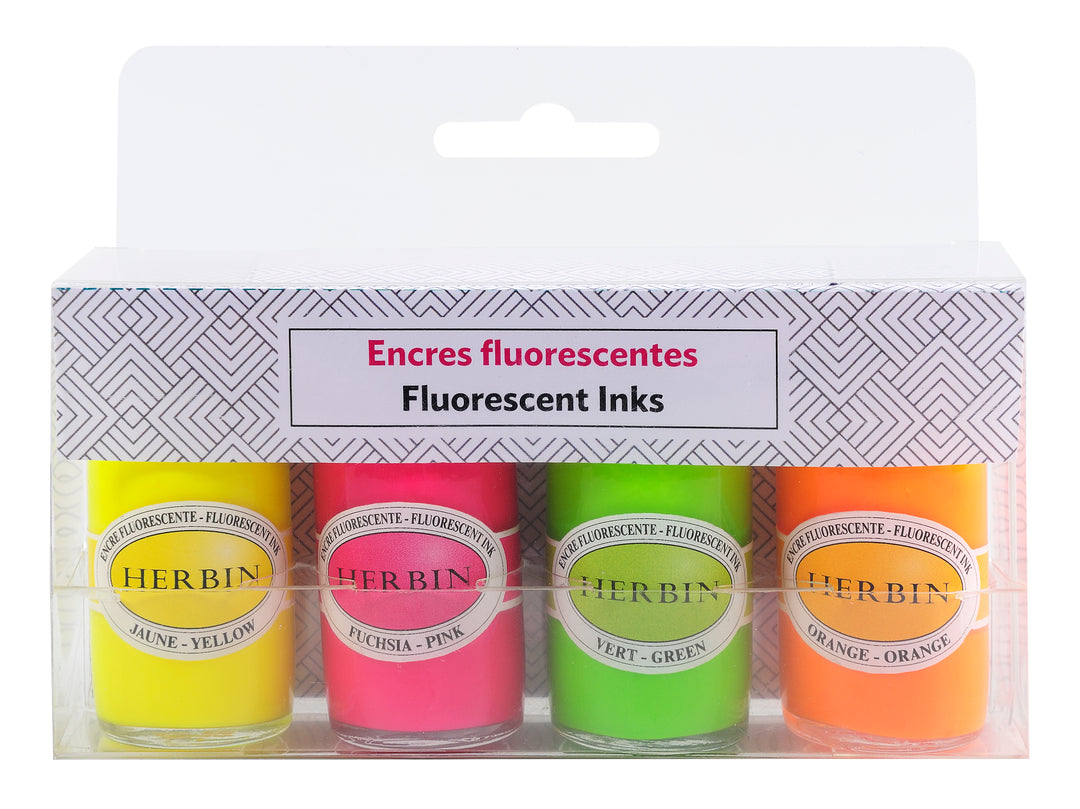 Herbin Set of 4 x 15ml Fluorescent Ink Bottles
