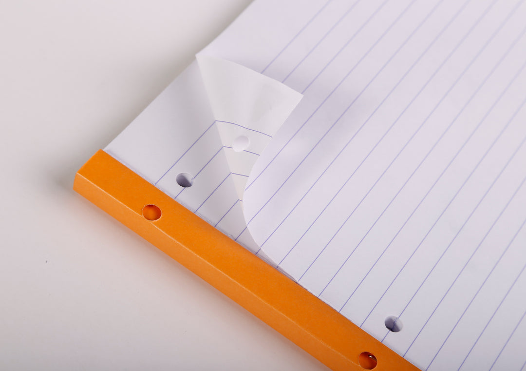 Rhodia Basics Orange Four Punched Side Stapled Notepad - A4