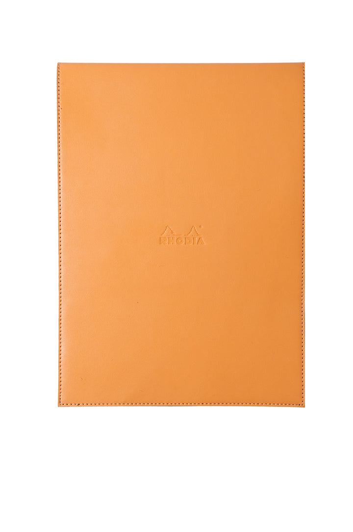 Rhodia Boutique Orange Stapled Square Ruled Notepad with Leatherette Cover - A4