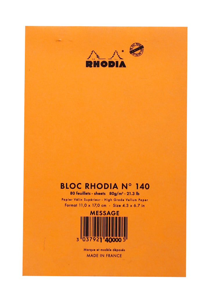 Rhodia Basics Orange Pre-Printed Message Notepad - No. 140 - 170 mm x 110 mm