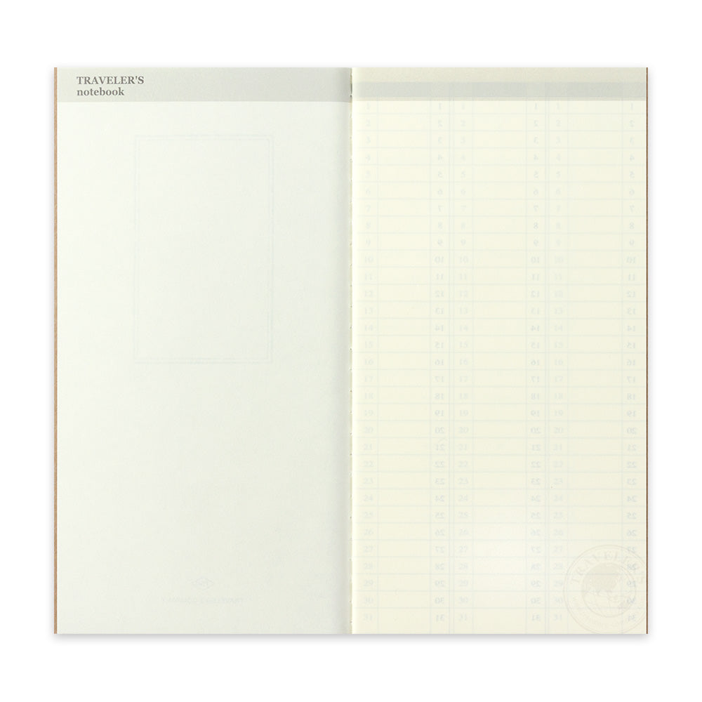 Traveler's Company Notebook Refill 018 Weekly Free Vertical - A5-