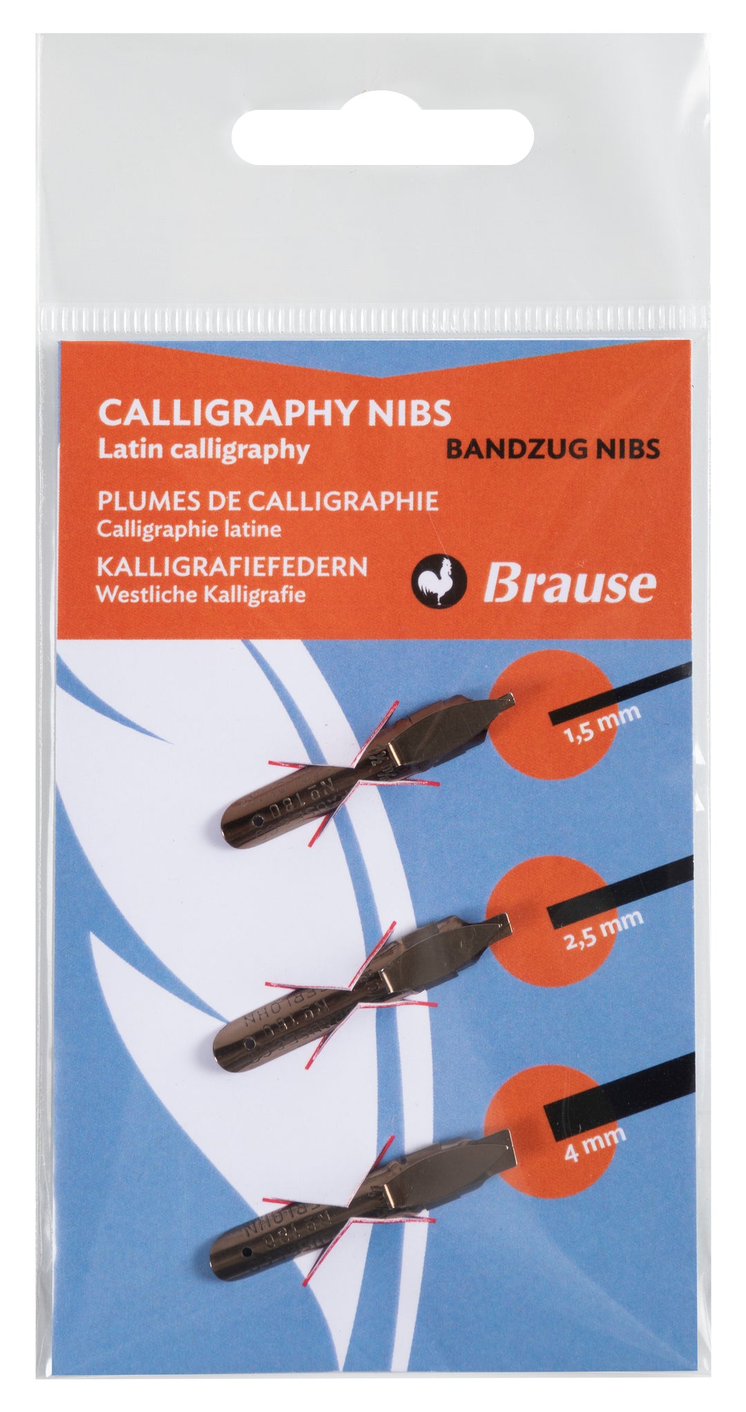 Brause Set of 3 Calligraphy Nibs - Bandzug 1.5/2.5/4 mm