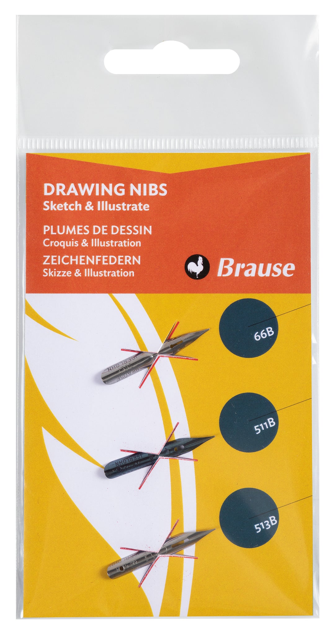 Brause Set of 3 Drawing Nibs - 66B/511B/513B