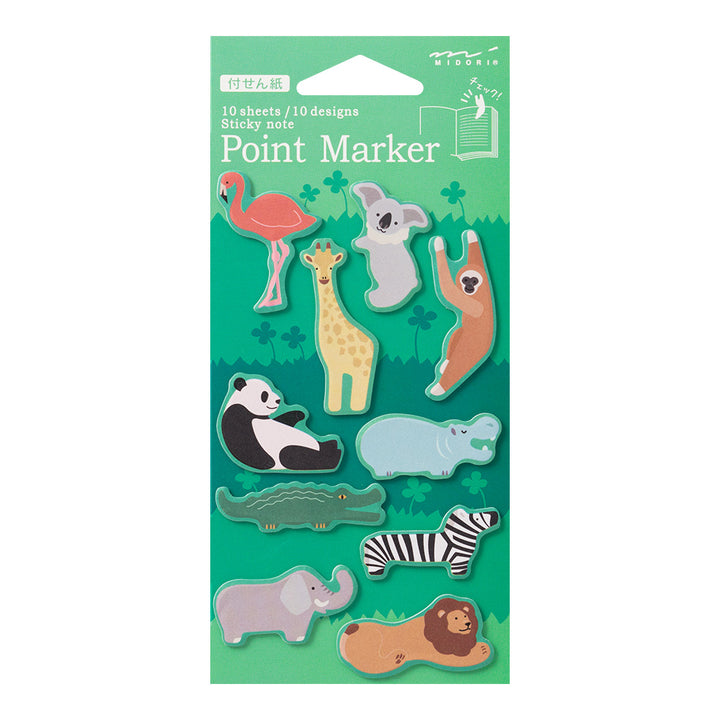 Midori Point Marker Sticky Note - Zoo