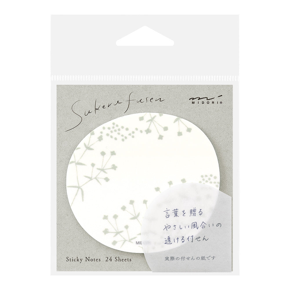 Midori Sticky Notes Transparency Small Flowers White