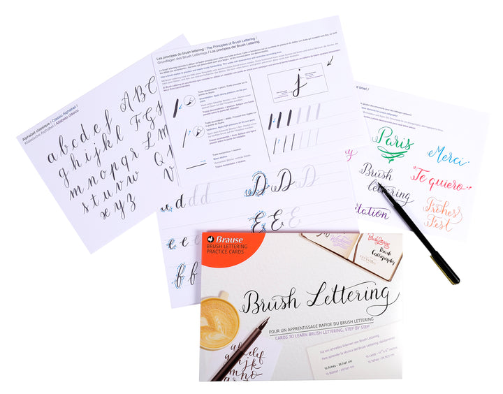 Brause Introduction to Brush Lettering Practice Cards - A4 - 297 x 210 mm