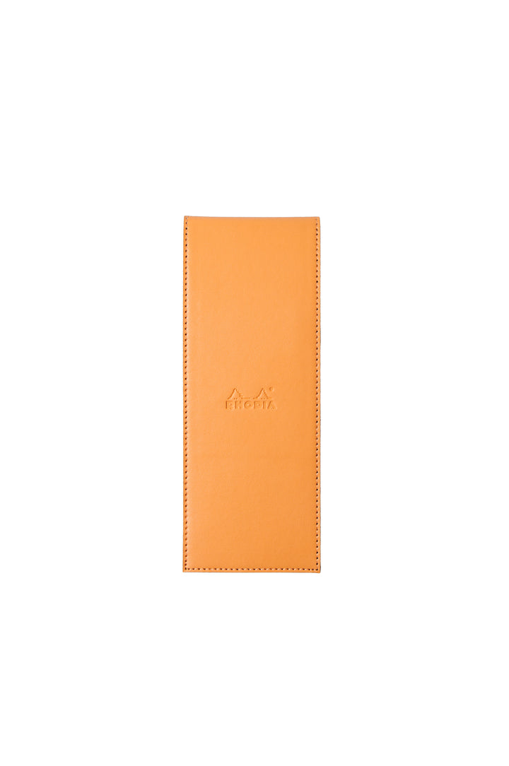 Rhodia Boutique Orange Stapled Line Ruled Notepad with Leatherette Cover - 220 mm x 84 mm