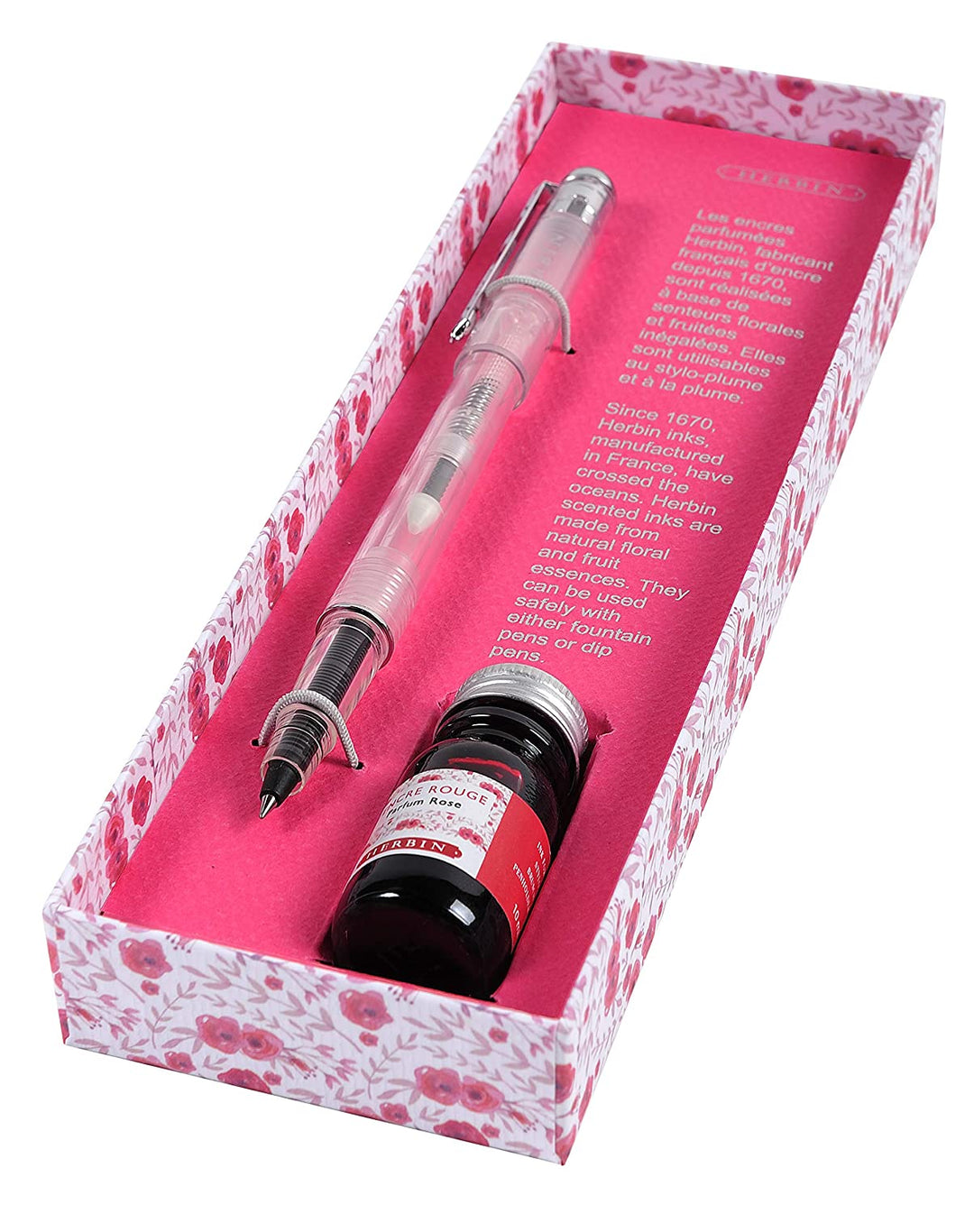Herbin Set of Rose Scented Ink Bottle & Rollerball Pen