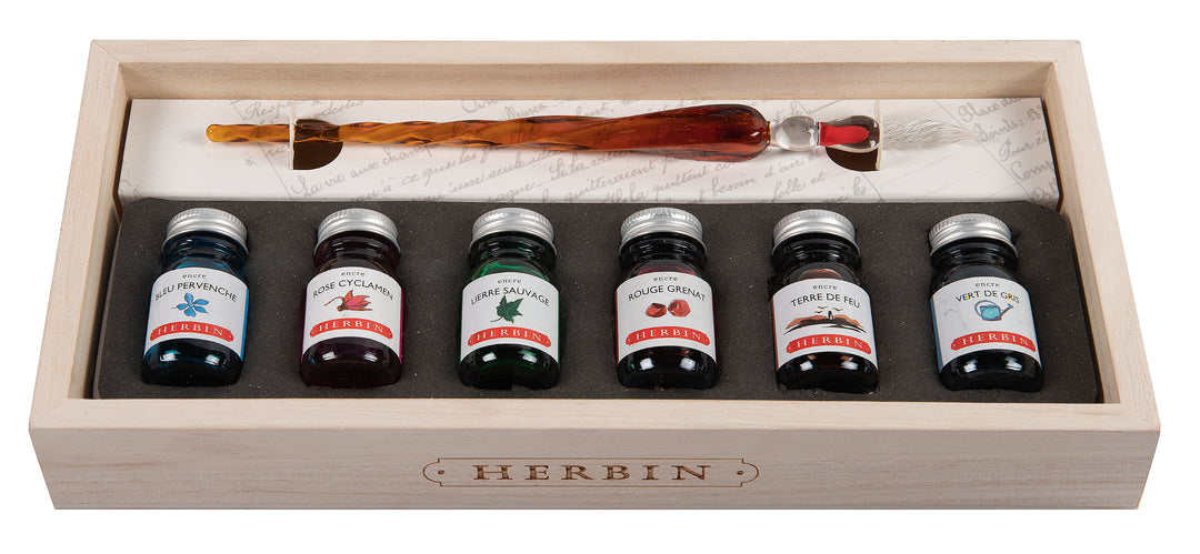 Herbin 6 Inks & Glass Pen Writing Set