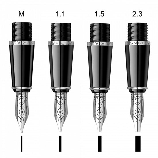 Scrikss Burgundy Calligraphy Pen Set With Medium, 1.1mm, 1.5mm, 2.3mm Nib, Chrome Trim Clip, Converter, 6 Black Ink Cartridges, Body - Cap Made Of Burgundy Acrylic Carbon Fibre, Grip Made Of ABS Black
