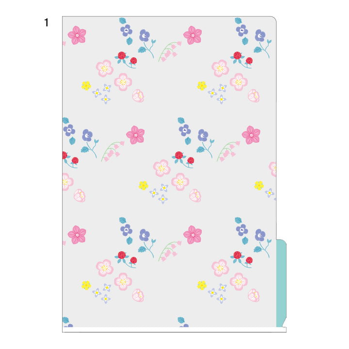 Midori 3 Pockets Clear A4 Folder - Wild Flower