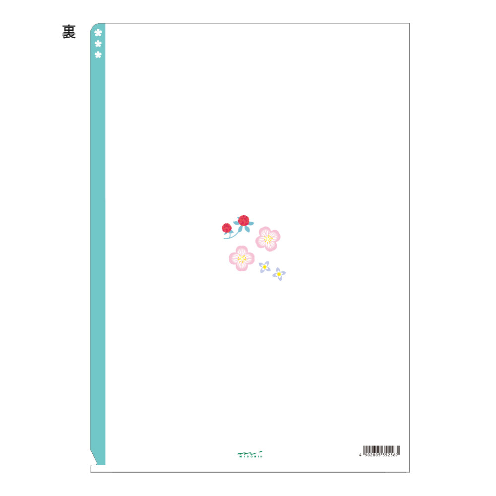 Midori 3 Pockets Clear A4 Folder - Wild Flower