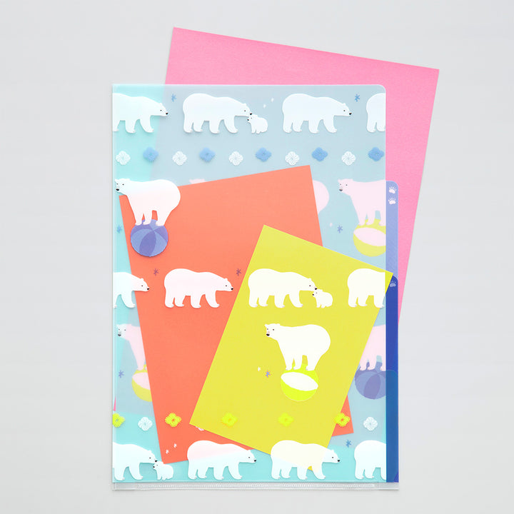 Midori 3 Pockets Clear A4 Folder - Polar Bear