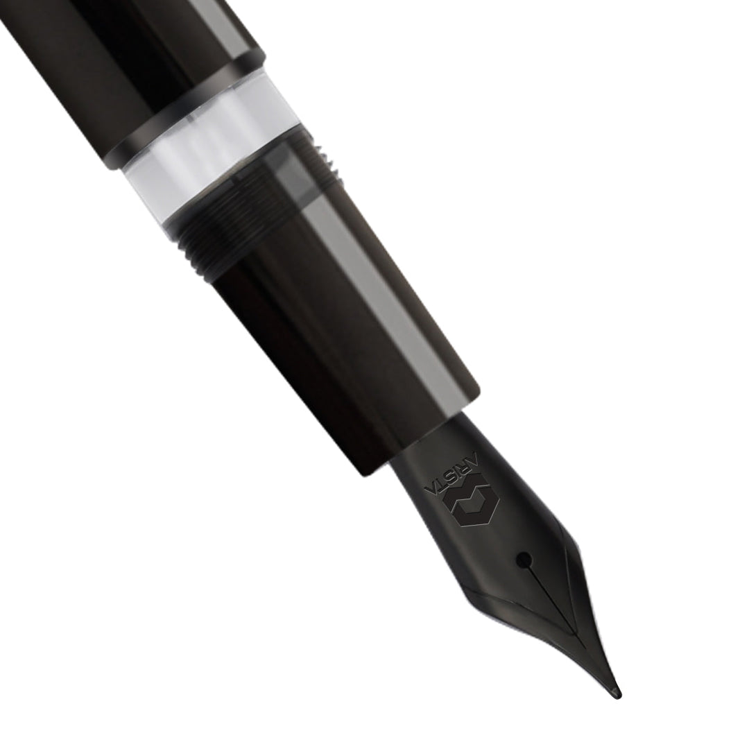 Arista One Classic Shinny Black Titanium Trims Fountain Pen