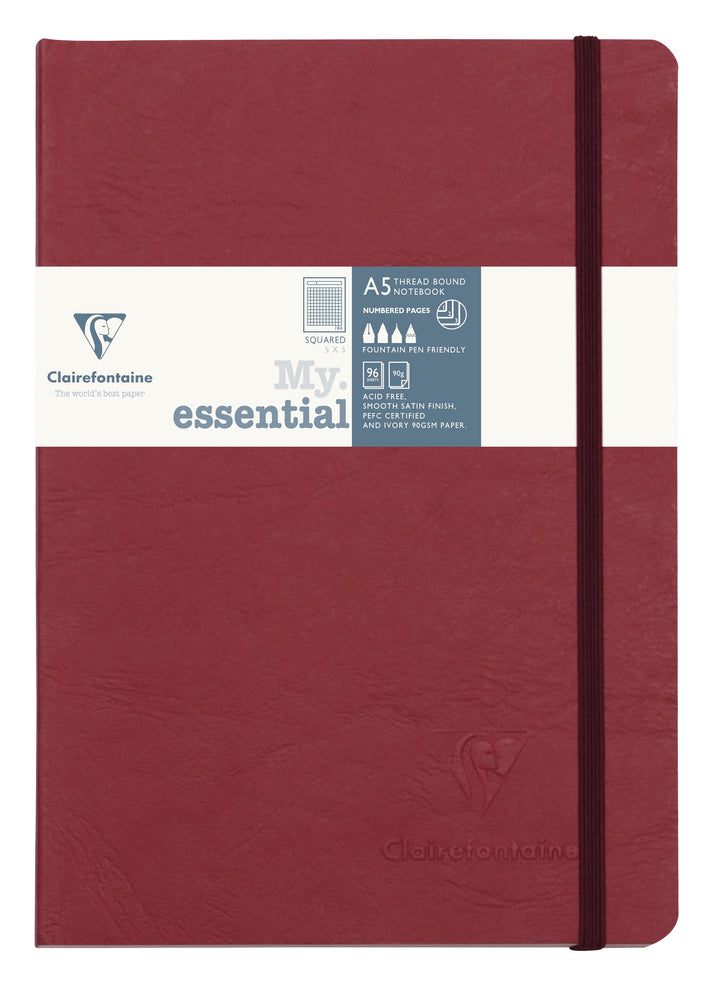 Clairefontaine Age Bag My Essentials Square Ruled Threadbound Notebook - A5