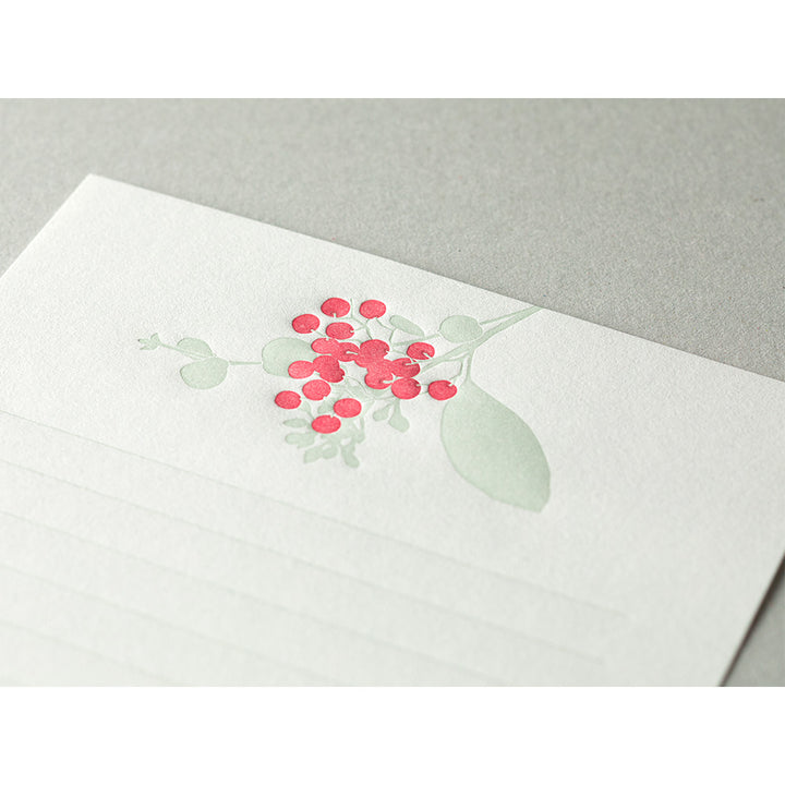 Midori Letter Set 460 Press Bouquet Red