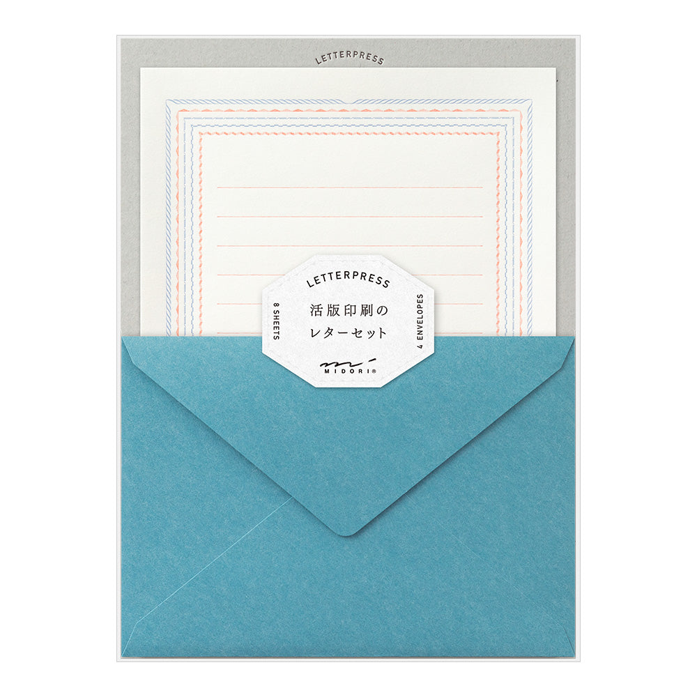 Midori Letter Set 463 Press Frame Blue