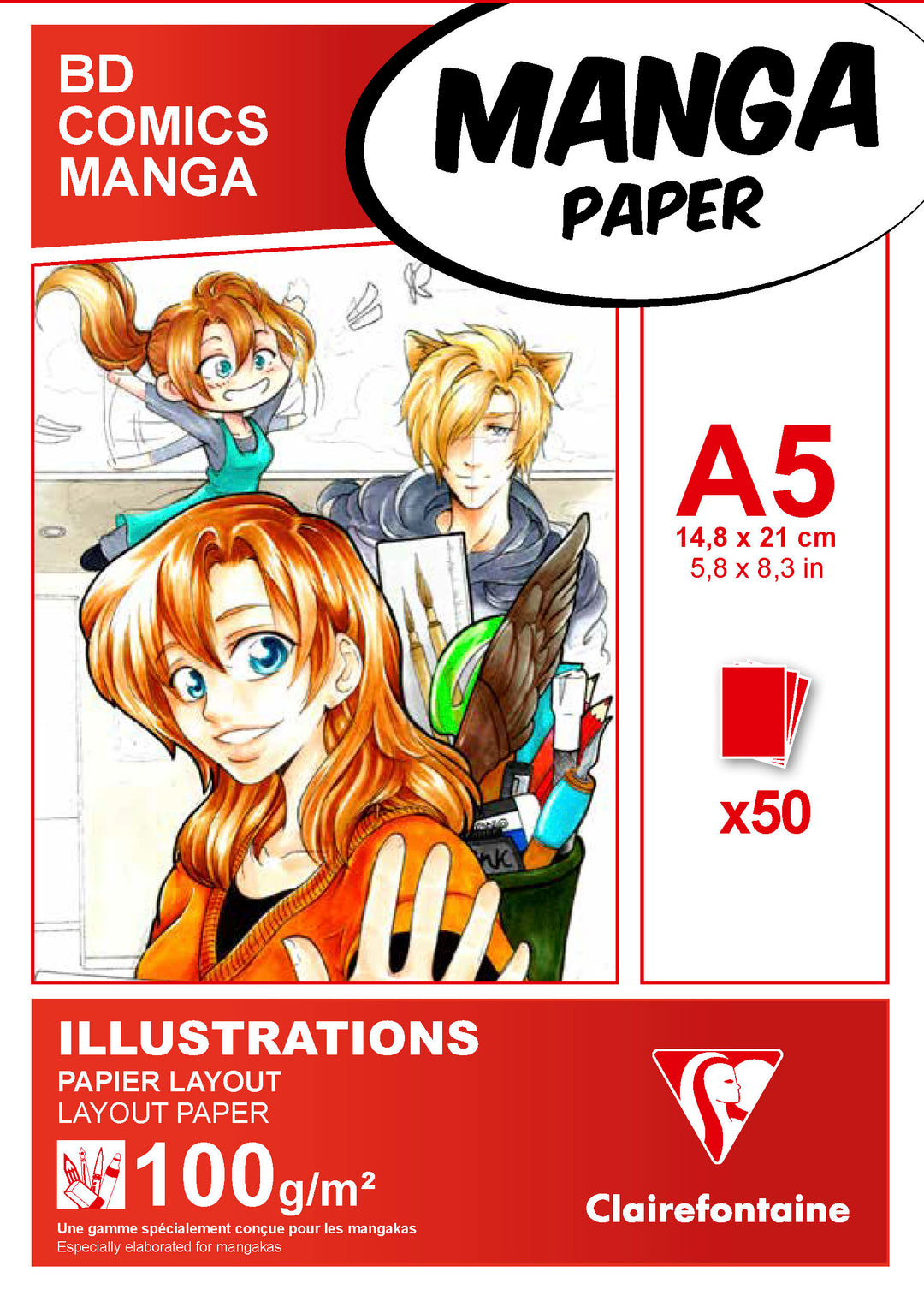 Clairefontaine Fine Art Manga Layout 100g White Paper Pad