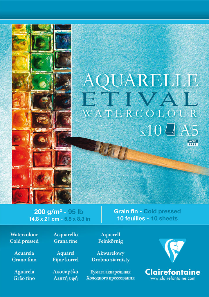 Clairefontaine Fine Art Etival Cold Pressed 200g Watercolour Paper Pad