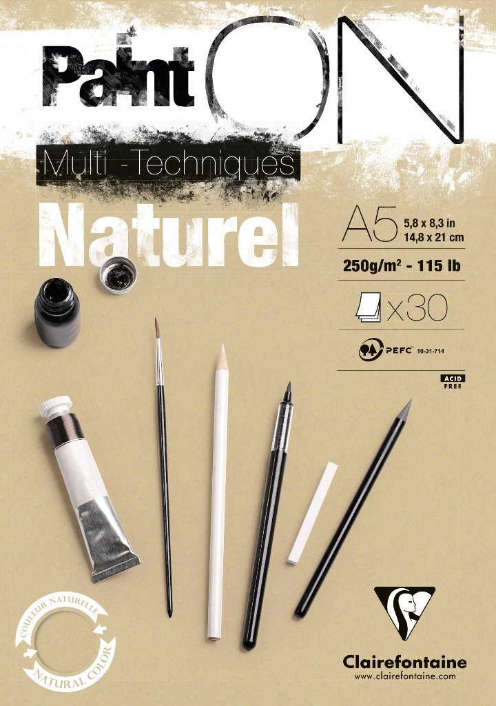 Clairefontaine Fine Art Paint'On Natural 250g Glued Pad